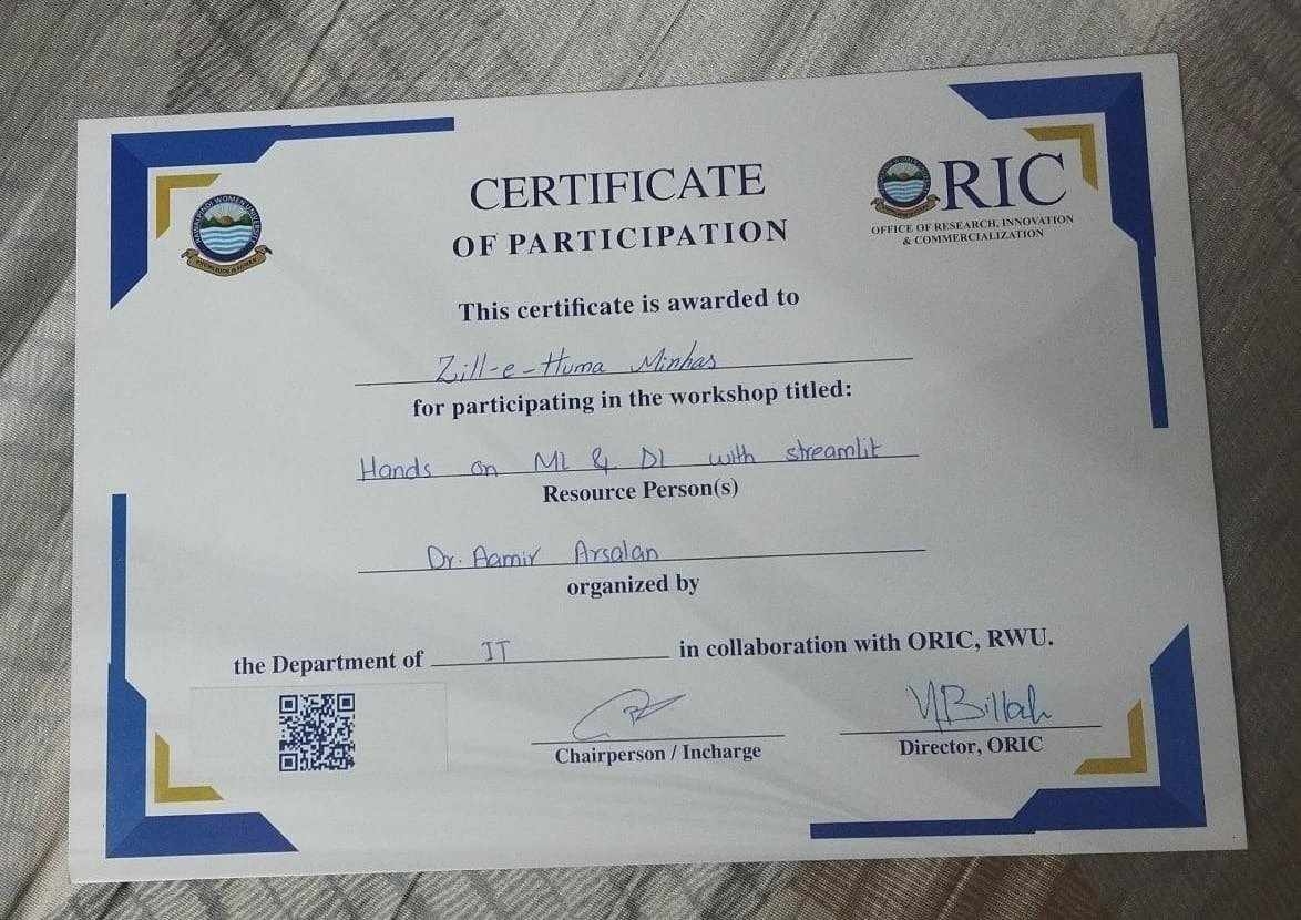 Machine learning and deep learning certificate