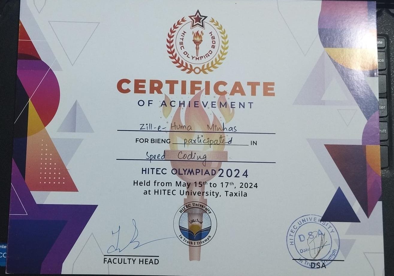 Coding speed certificate