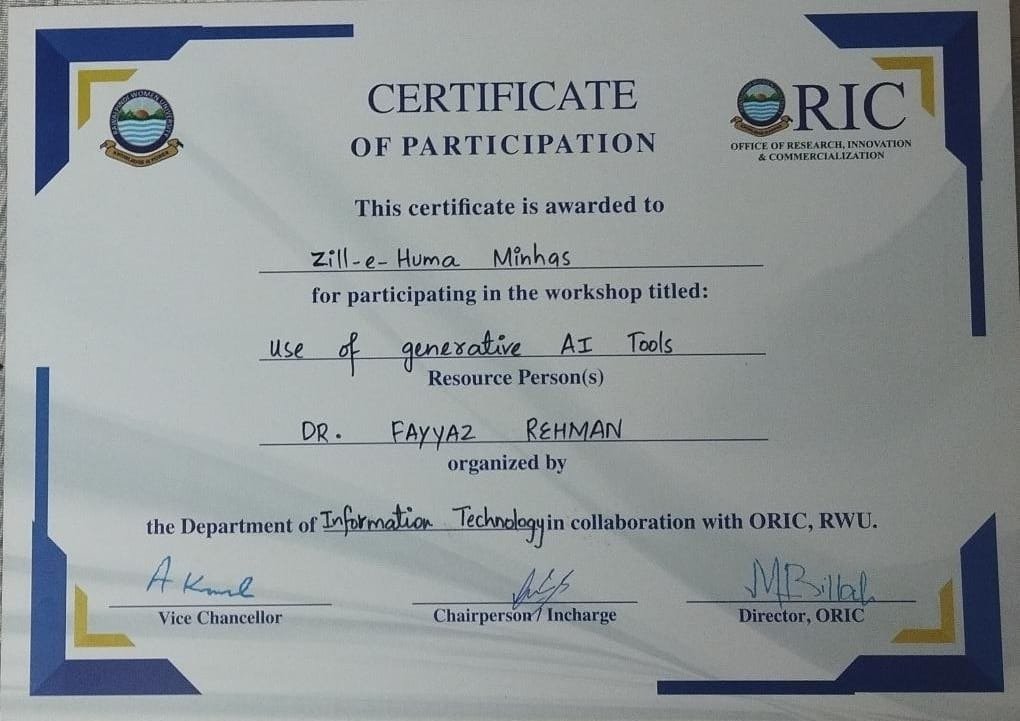 Use of generative AI certificate